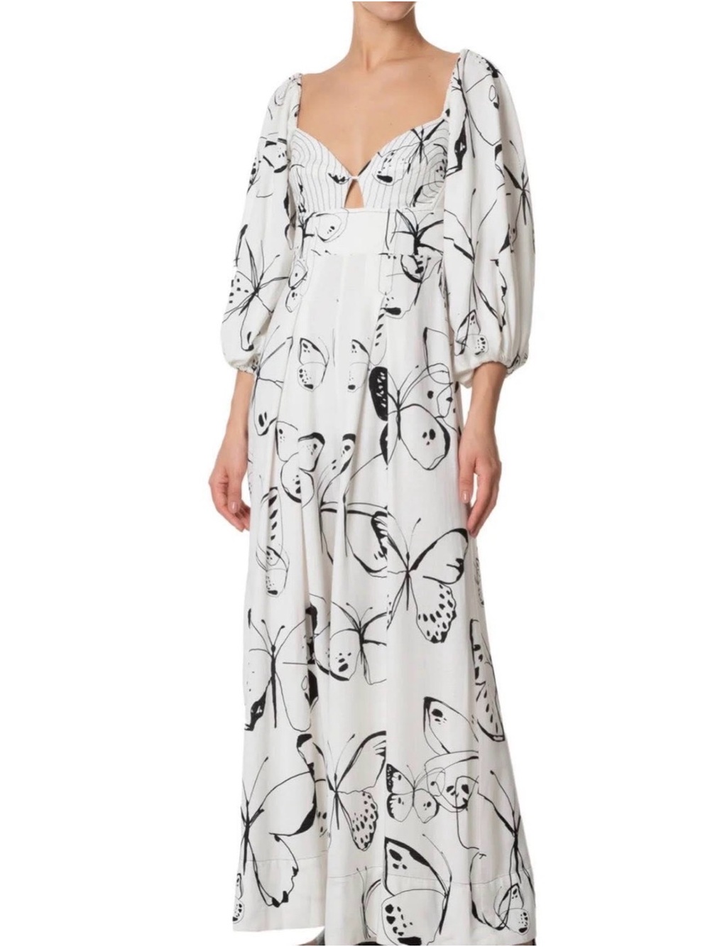FARM Rio White and Black Butterfly Jumpsuit